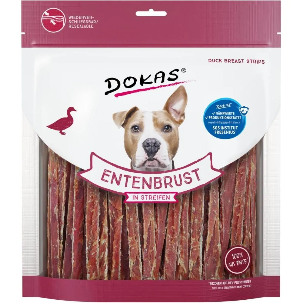 Dokas Andebryststrimler 500 g - naturlige hundesnacks